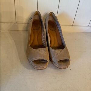 Suede Peep Toe Wedges